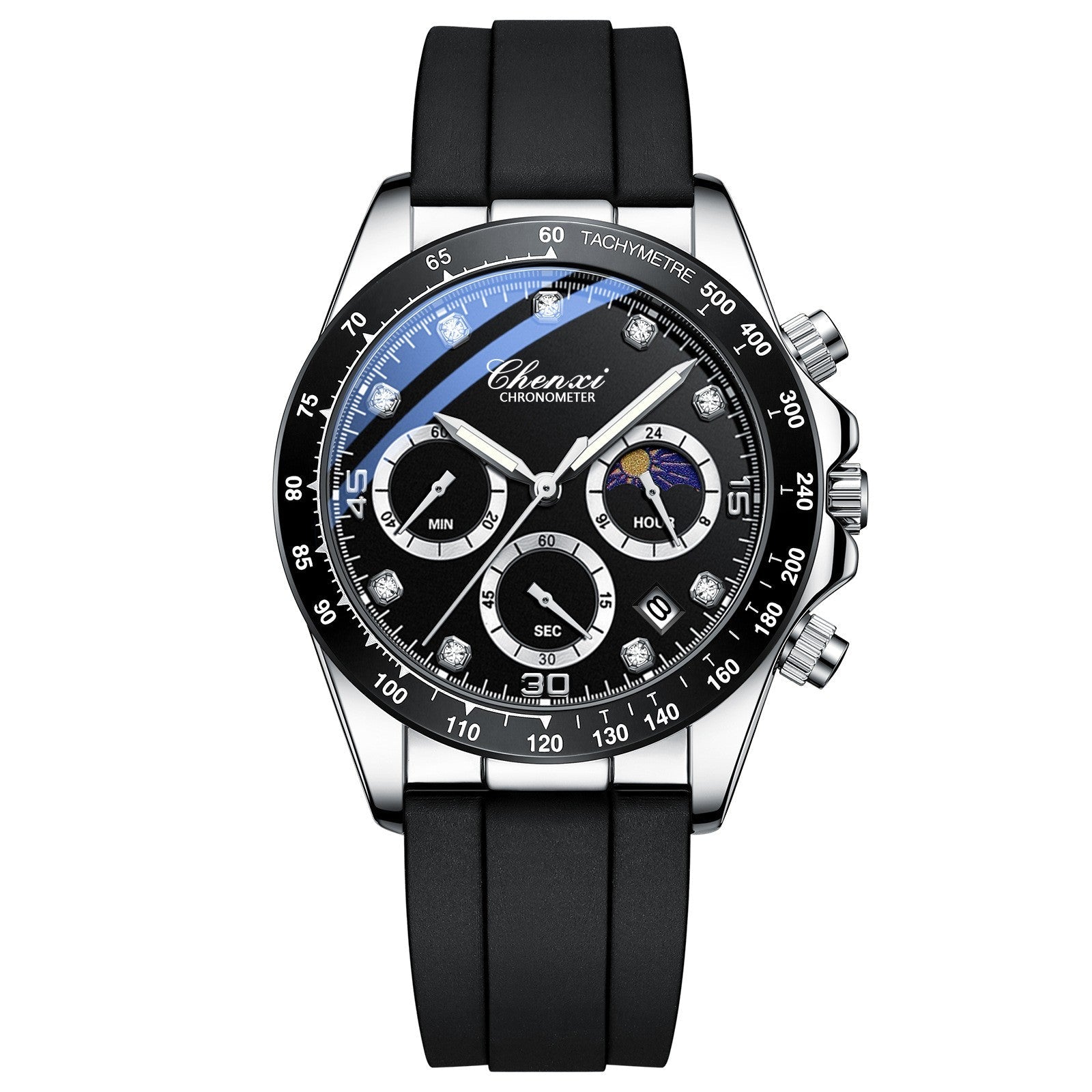 Men's Multi-functional Silicone Band Watch with Three Eyes Karis Fashions