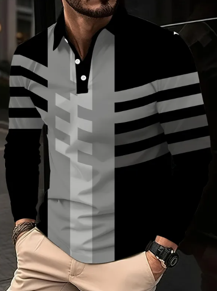 Men's 3D Digital Print Lapel Short Sleeve Polo Shirt Karis Fashions