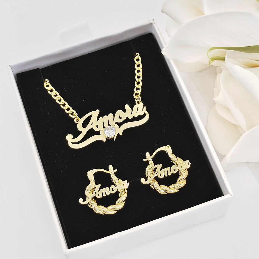 Personalized DIY Name Necklace with Heart Birthstone Karis Fashions