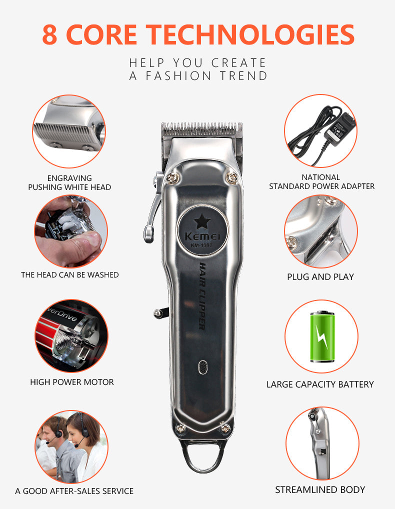 Kemei Rechargeable Electric Hair Clipper for Men Karis Fashions