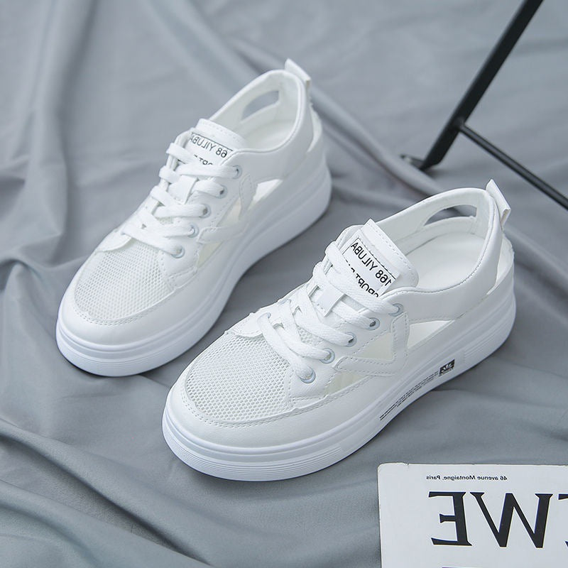 Thick-soled White Women's Casual Sports Shoes Karis Fashions
