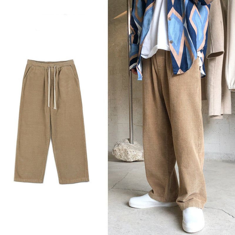 Trendy Loose Fit Corduroy Straight-Leg Trousers
