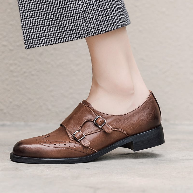 Classic Retro British Brogue Leather Shoes for Women