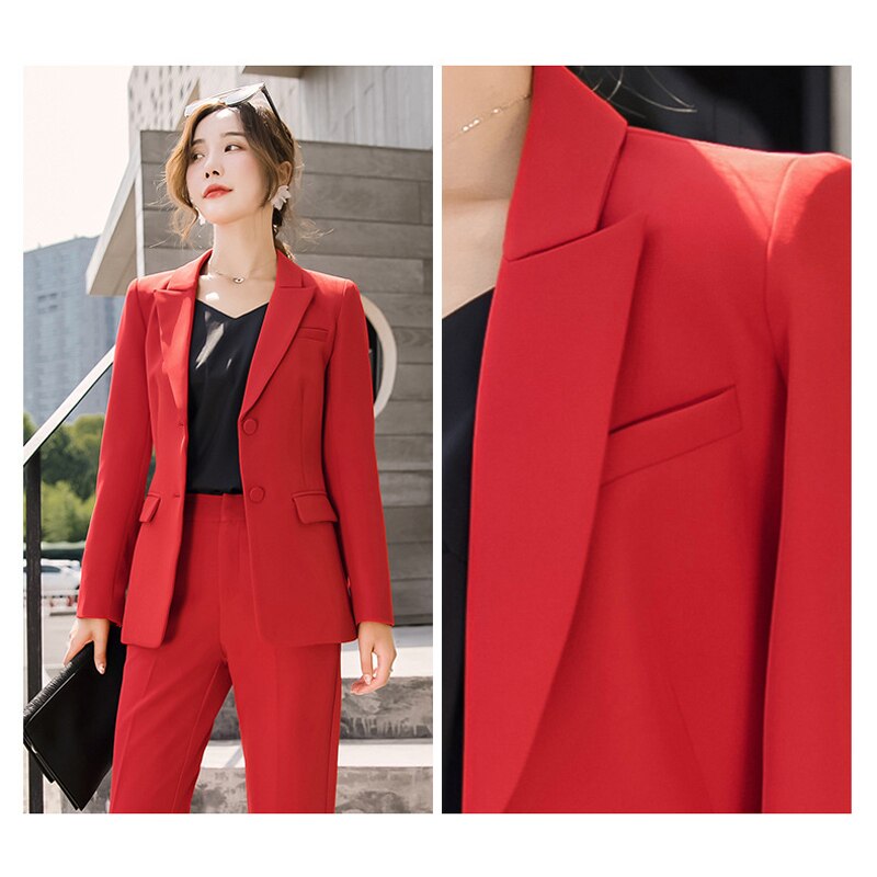 Red Women's Suit Set - Fashionable Work Attire 2020 Karis Fashions