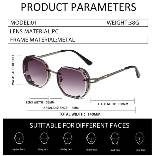 Men's Fashion Square Metal Sunglasses Karis Fashions