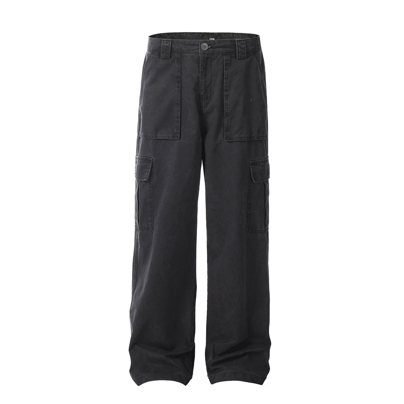 Vintage Wash Loose Fit Straight Leg Pants for Men Karis Fashions