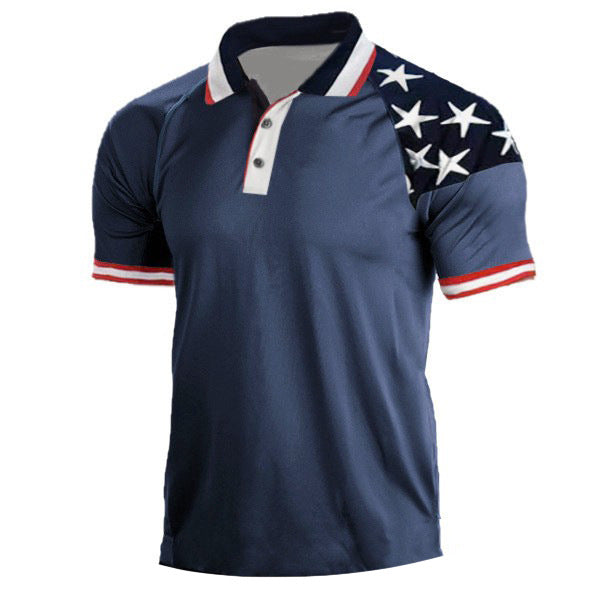 Men's Outdoor 3D Digital Polo Shirt with US Flag Karis Fashions