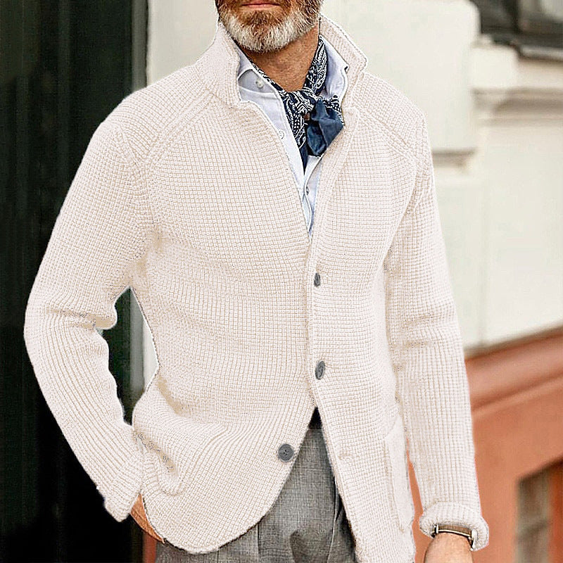 Men's Knitted Jacket with Stand Up Collar Cardigan Karis Fashions
