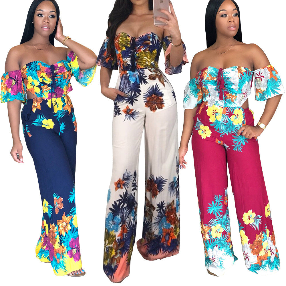Backless Printed Jumpsuit - Women's Fashion Outfit Karis Fashions
