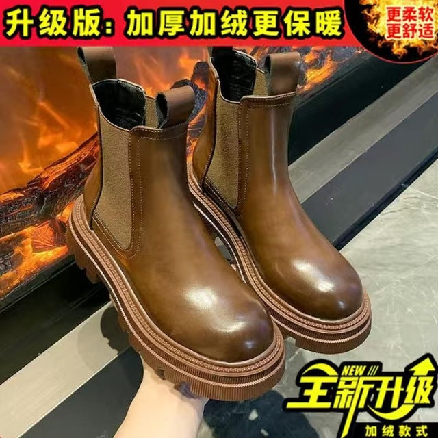 Women's Martin Short Boots - Thick-Soled British Style Karis Fashions