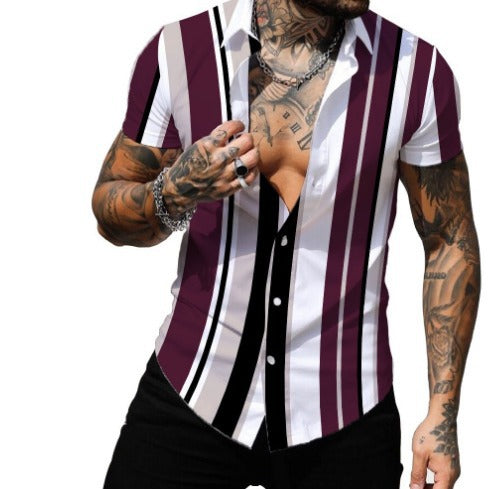 2023 Men's Fashion 3D Printed Short Sleeve Shirt Karis Fashions