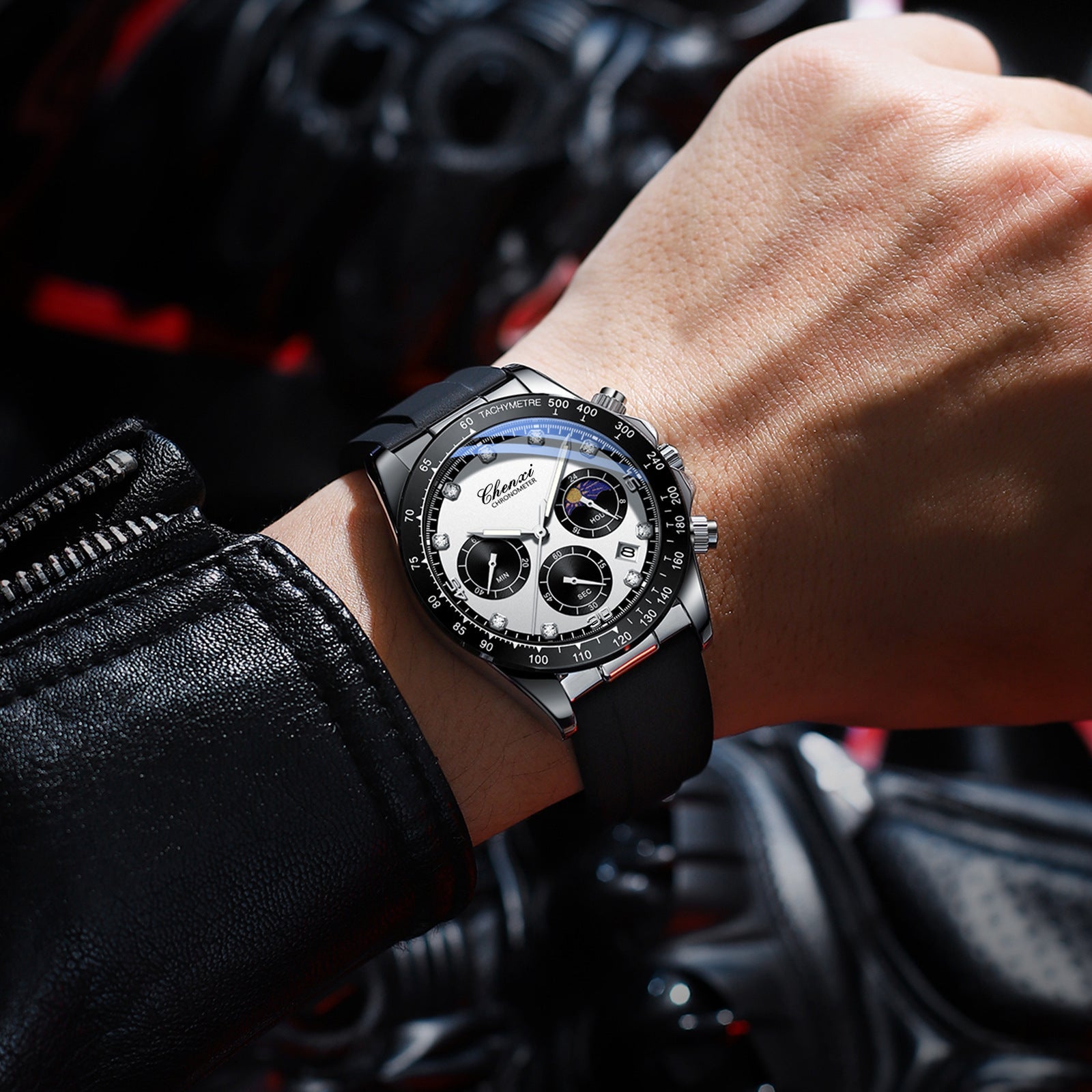 Men's Multi-functional Silicone Band Watch with Three Eyes Karis Fashions