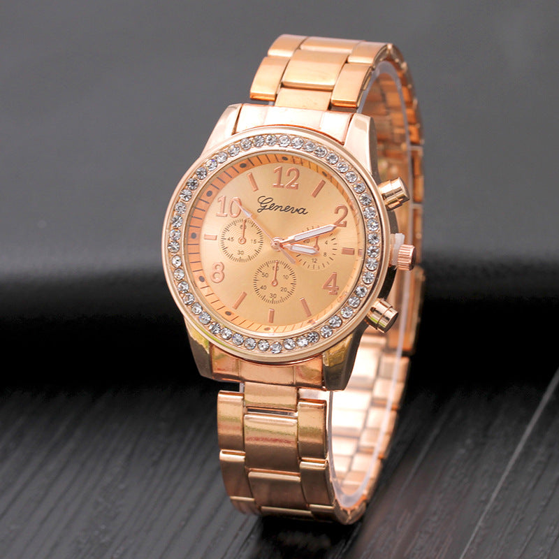 Geneva Three-Eye Quartz Watch with Diamond Accents Karis Fashions