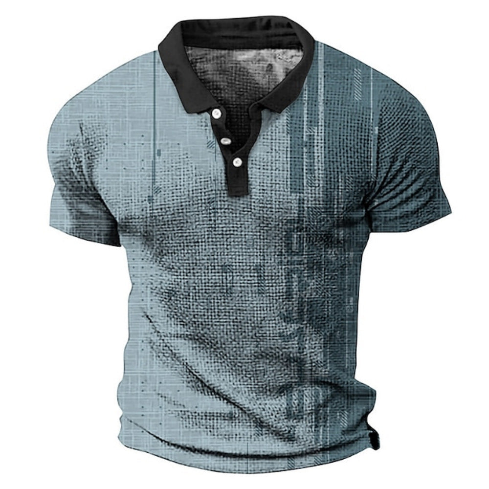 Men's 3D Digital Print Fashion Striped Polo Shirt Karis Fashions