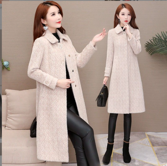 Mid-Length Padded Imitation Mink Fleece Coat for Women Karis Fashions