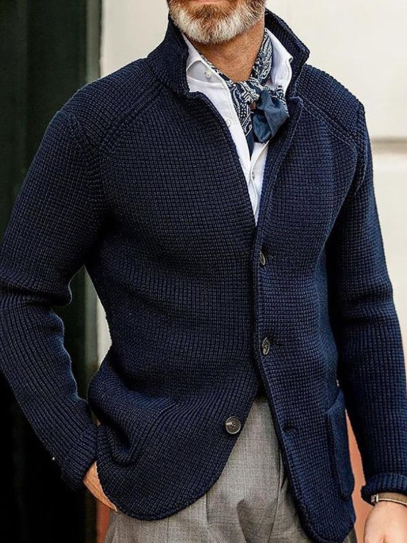 Men's Knitted Jacket with Stand Up Collar Cardigan Karis Fashions