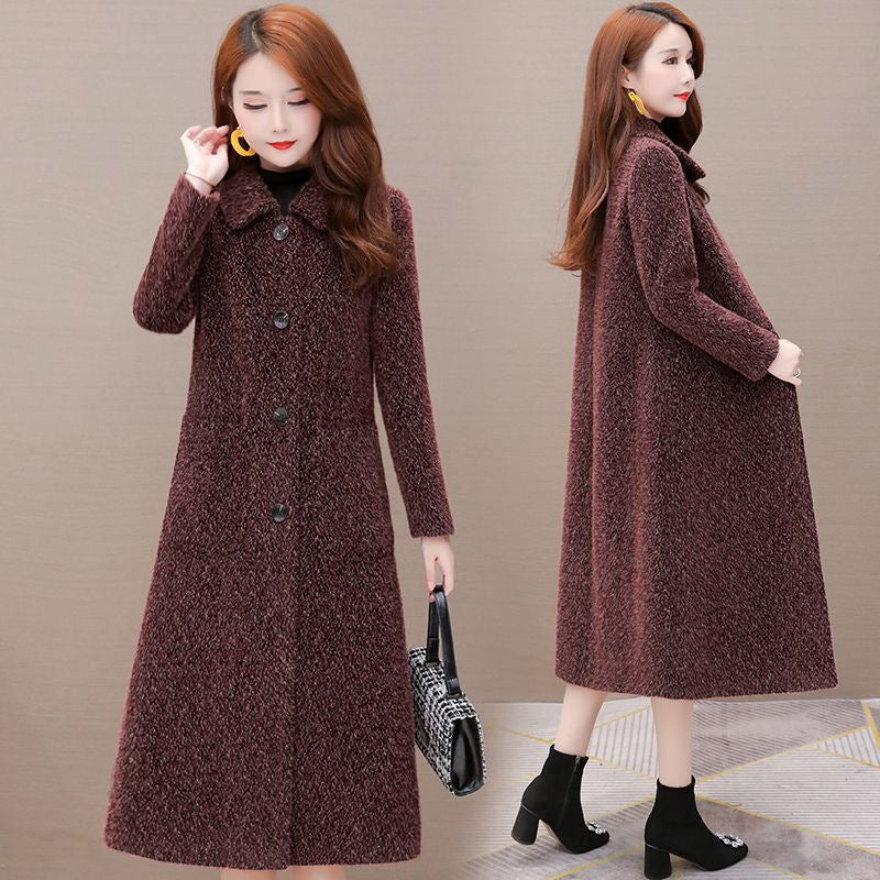 Mid-Length Padded Imitation Mink Fleece Coat for Women Karis Fashions
