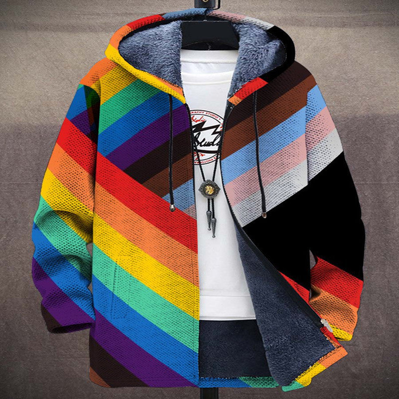 3D Printed Men's Standing Collar Jacket for Outerwear Karis Fashions