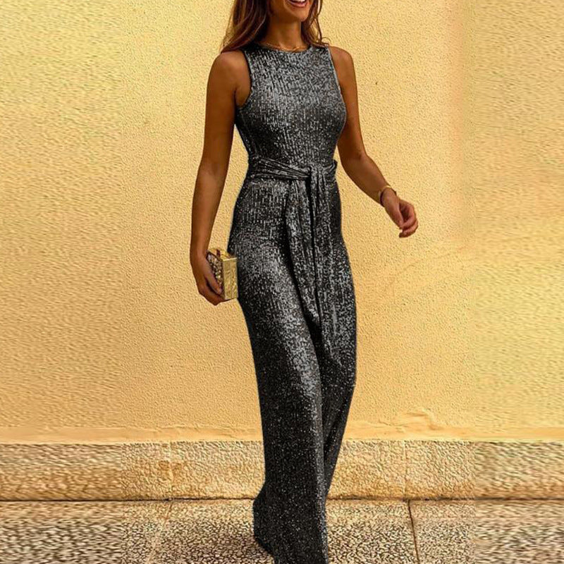 2024 Women's Sleeveless Sequin Jumpsuit Outfit Karis Fashions