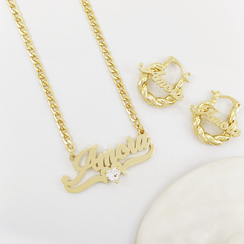 Personalized DIY Name Necklace with Heart Birthstone Karis Fashions