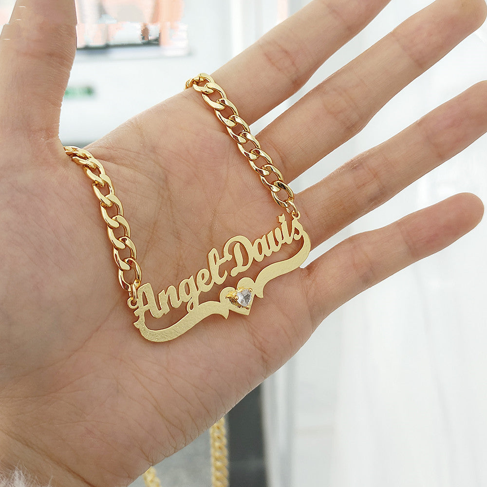 Personalized DIY Name Necklace with Heart Birthstone Karis Fashions