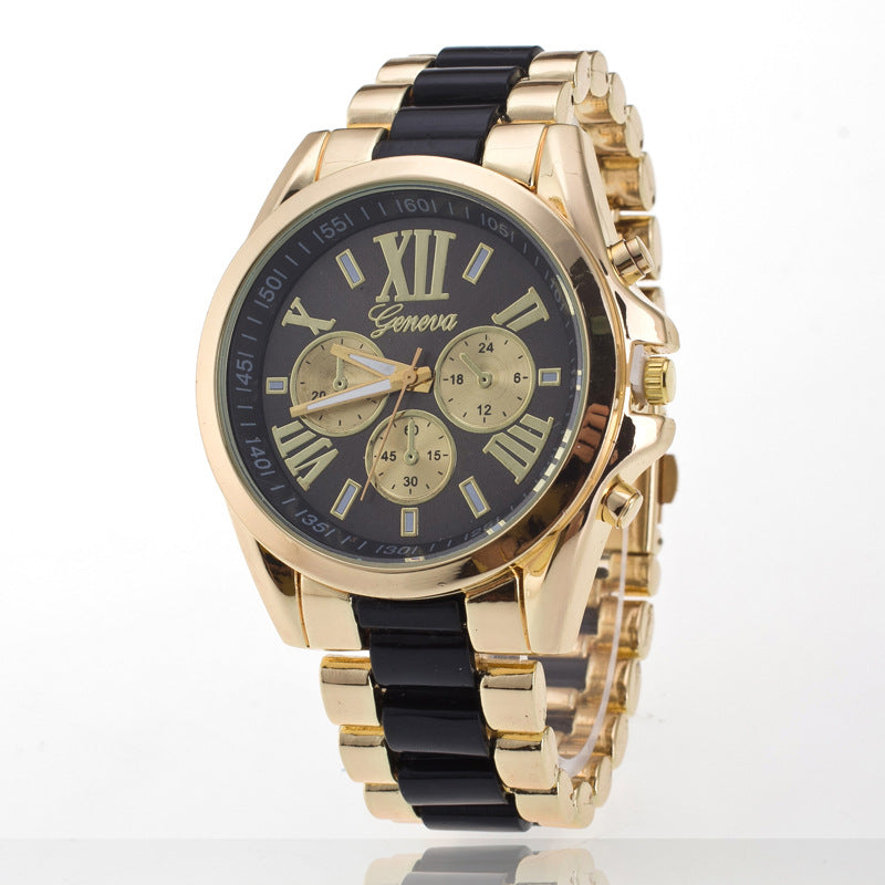 Watch with Three Eyes and Steel Band, Geneva Style Karis Fashions