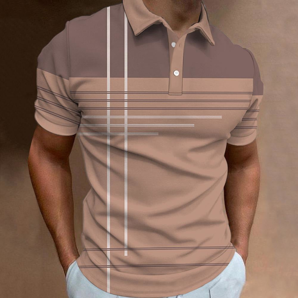 Men's 3D Digital Print Fashion Striped Polo Shirt Karis Fashions