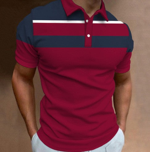 Men's 3D Digital Print Fashion Striped Polo Shirt Karis Fashions
