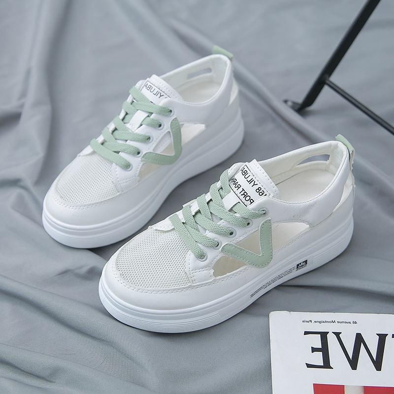 Thick-soled White Women's Casual Sports Shoes Karis Fashions