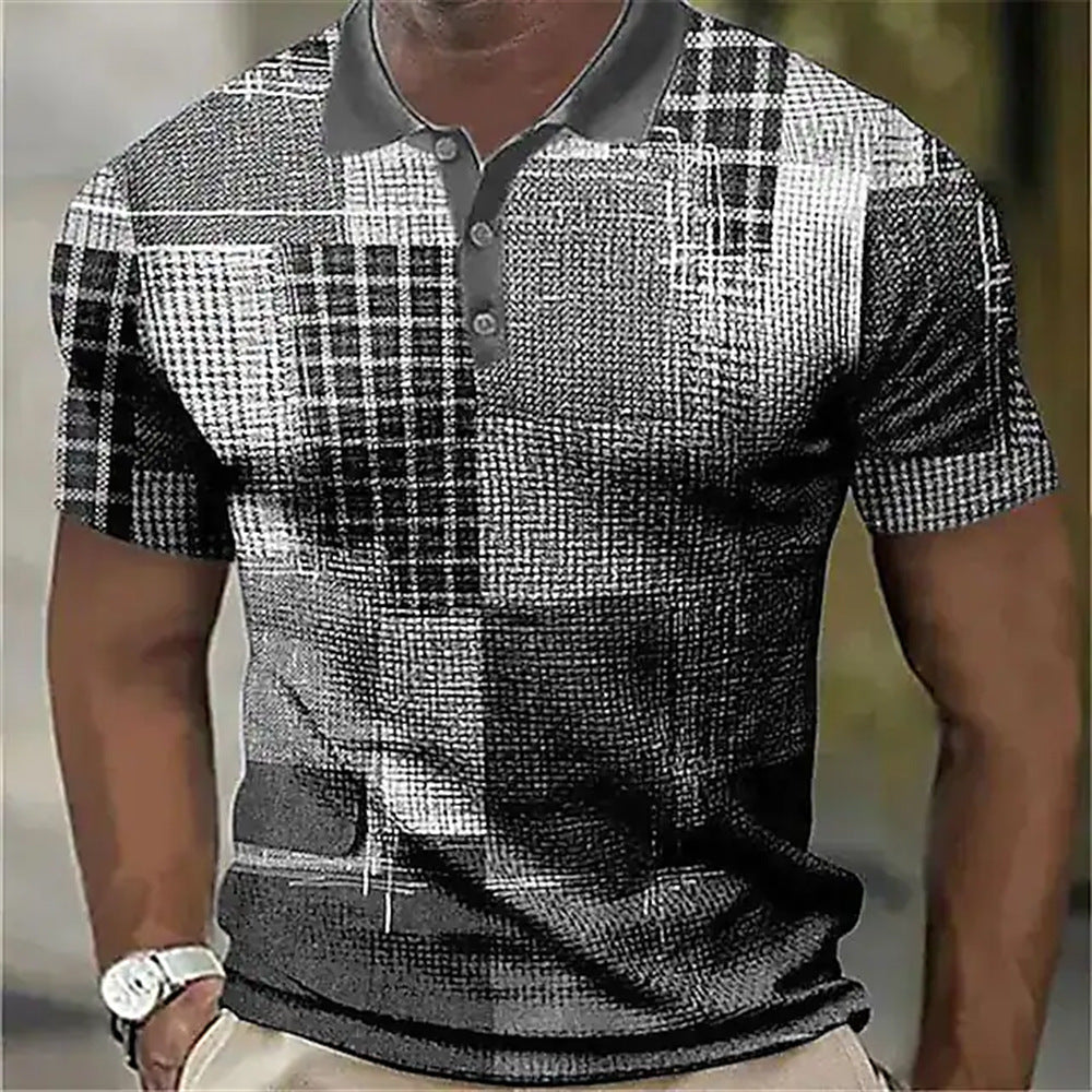 Men's 3D Digital Print Fashion Striped Polo Shirt Karis Fashions