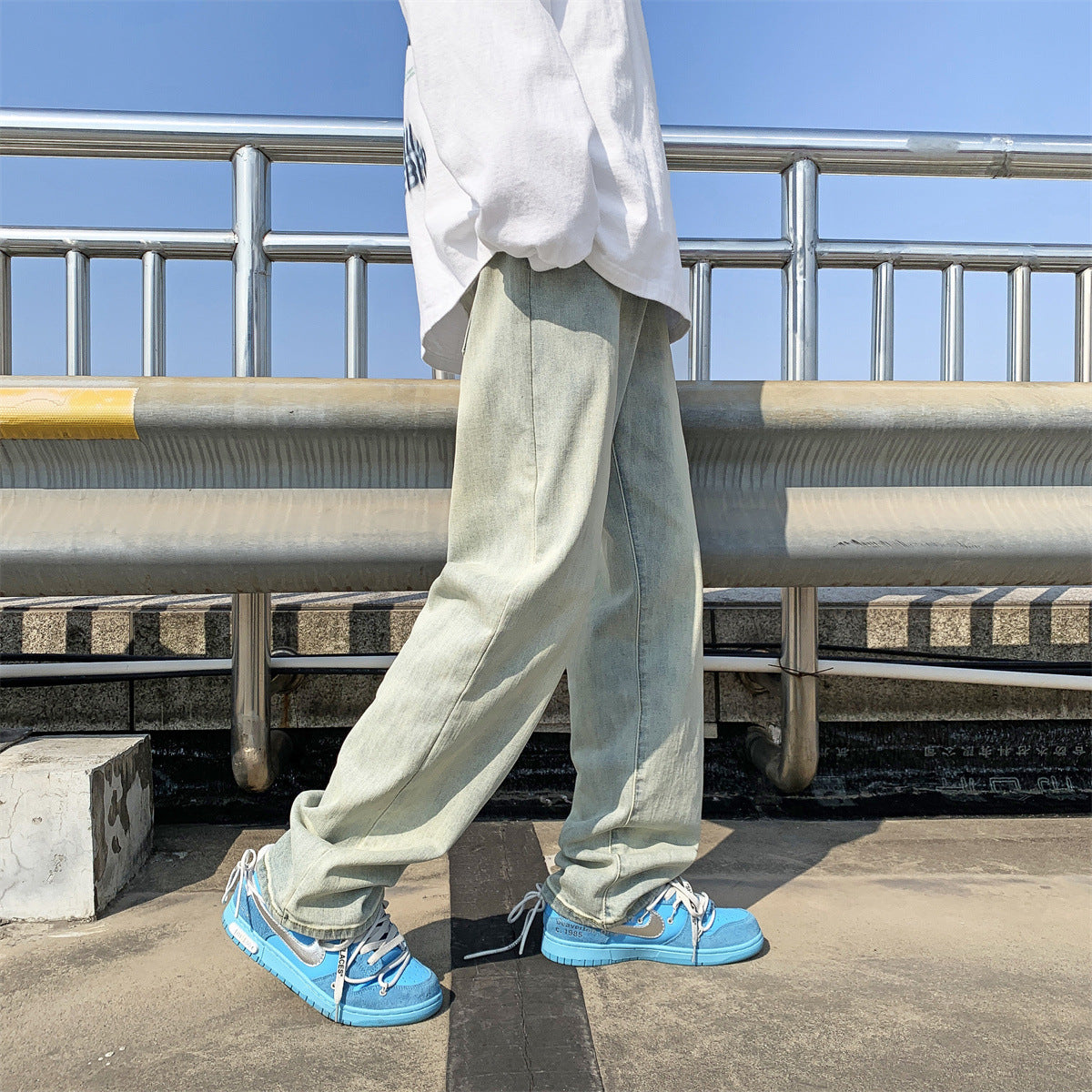 Vintage Washed Loose Straight Fit Jeans for Men Karis Fashions