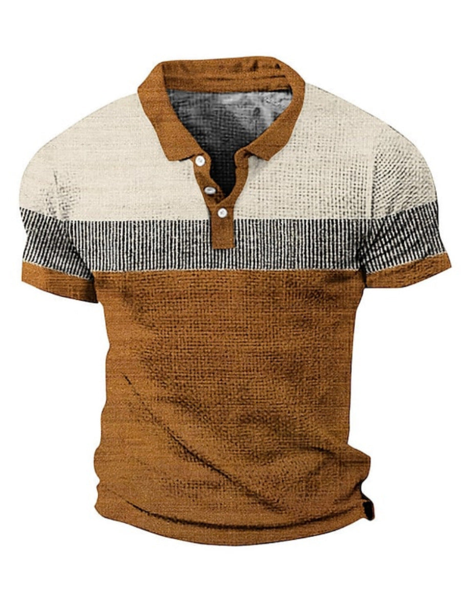Men's 3D Digital Print Fashion Striped Polo Shirt Karis Fashions