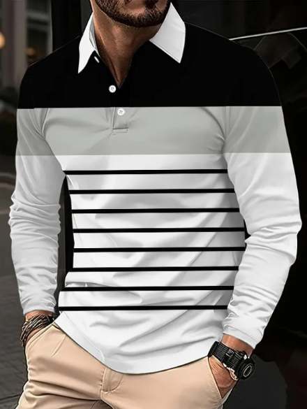 Men's 3D Digital Print Lapel Short Sleeve Polo Shirt Karis Fashions