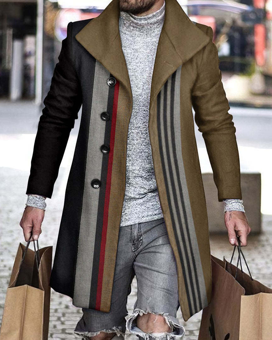 3D Printed Men's Woolen Lapel Jacket Karis Fashions