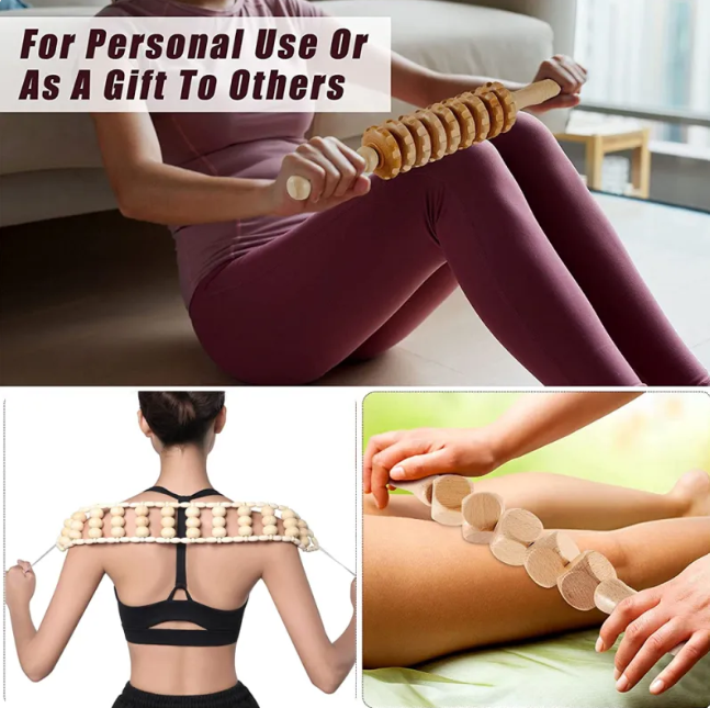 Wooden Anti-Cellulite Hand Massage Roller Set (Multiple Options) Karis Fashions