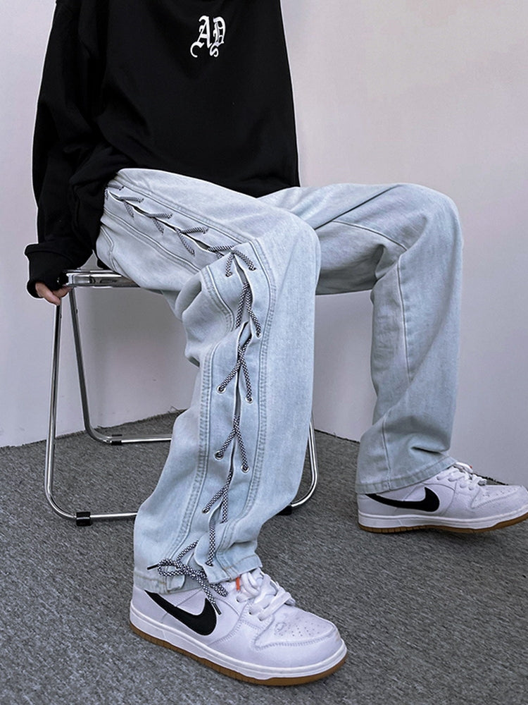 Niche Wide Leg American Jeans for Men in Hip Hop Style Karis Fashions