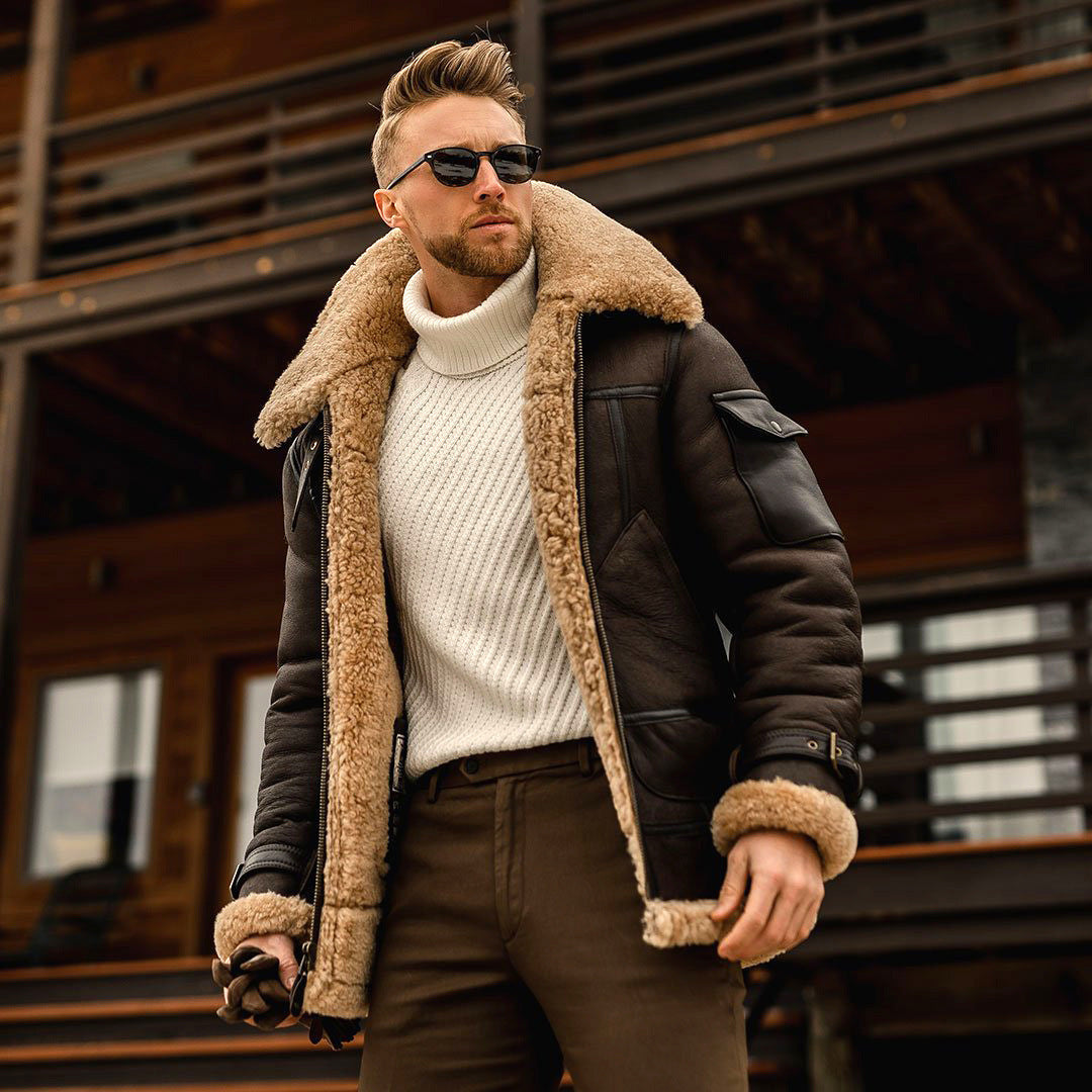 Men's Plush Thickened Mid-Length Coat - Large Size Karis Fashions