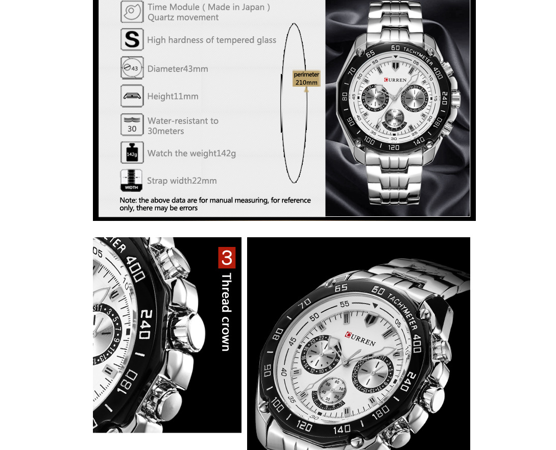Men's Stainless Steel Watch with Three Eyes Karis Fashions