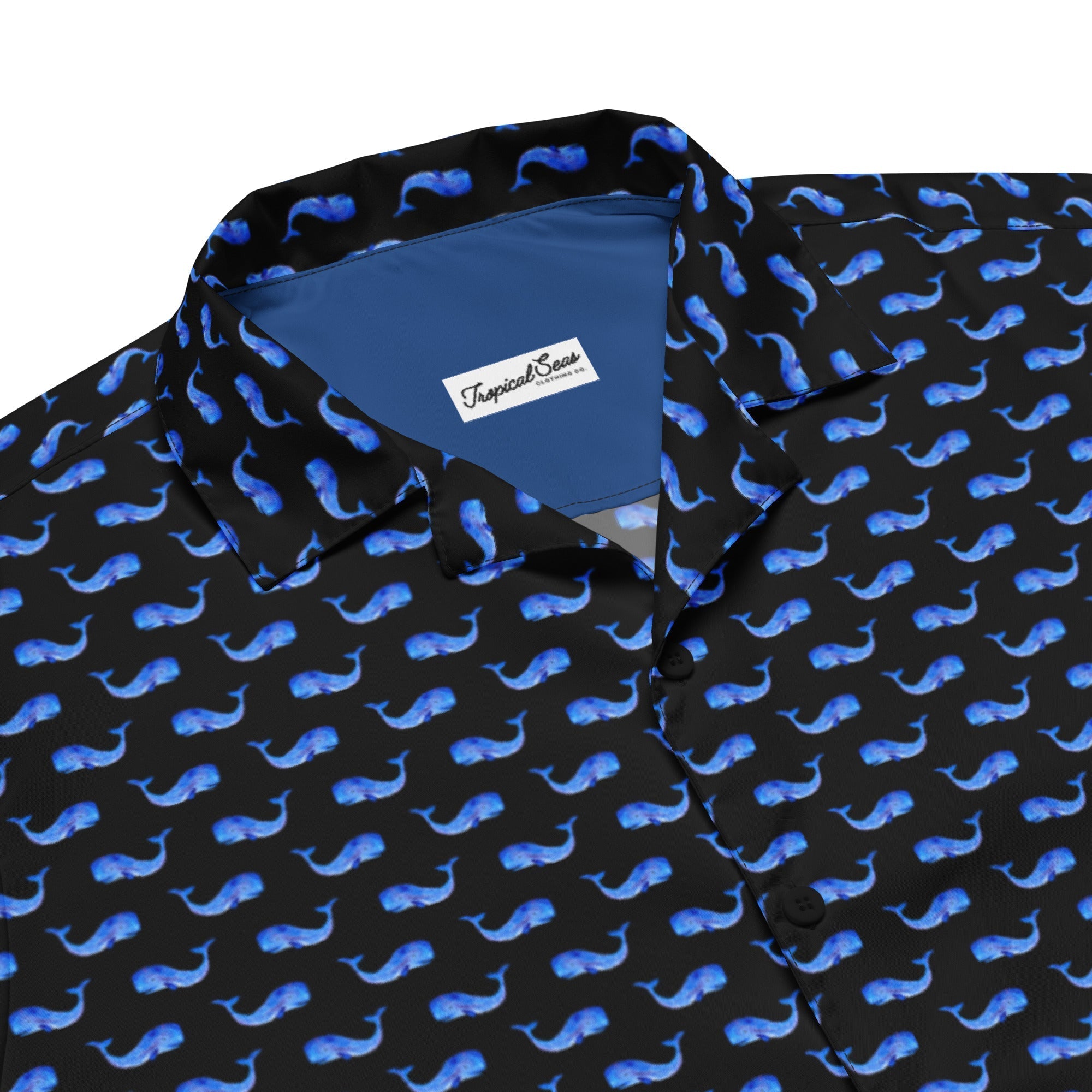 Midnight Whale Party Button Down Hawaiian Shirt - Coastal Summer 2024 Collection Karis Fashions