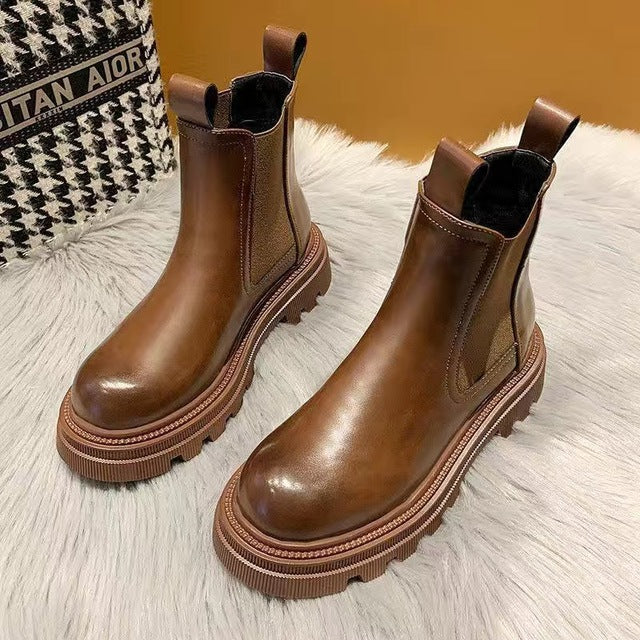 Women's Martin Short Boots - Thick-Soled British Style Karis Fashions