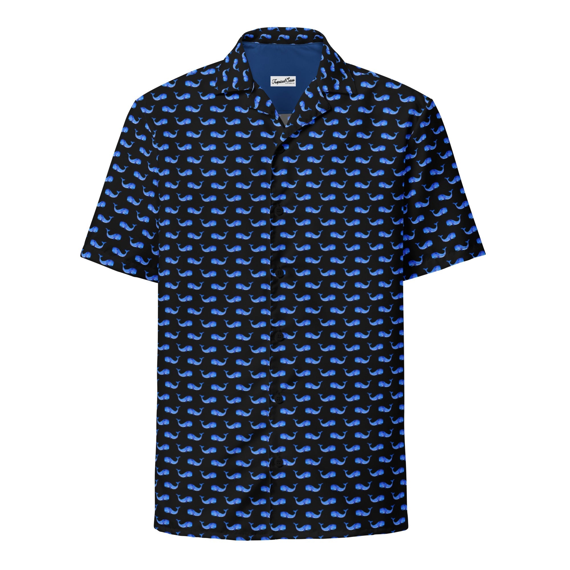 Midnight Whale Party Button Down Hawaiian Shirt - Coastal Summer 2024 Collection Karis Fashions
