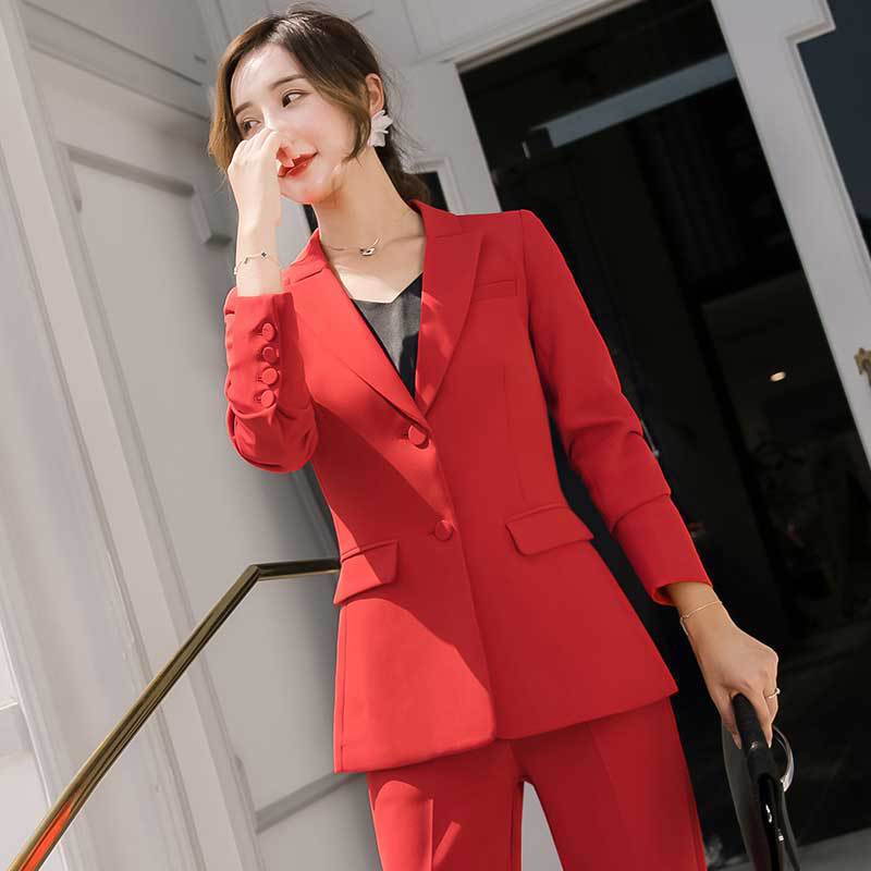Red Women's Suit Set - Fashionable Work Attire 2020 Karis Fashions