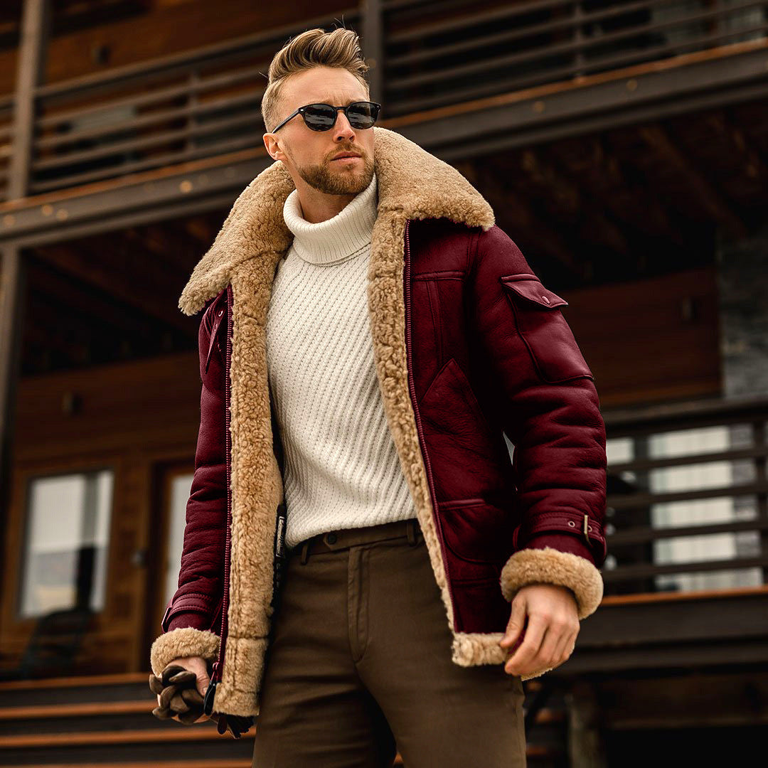 Men's Plush Thickened Mid-Length Coat - Large Size Karis Fashions