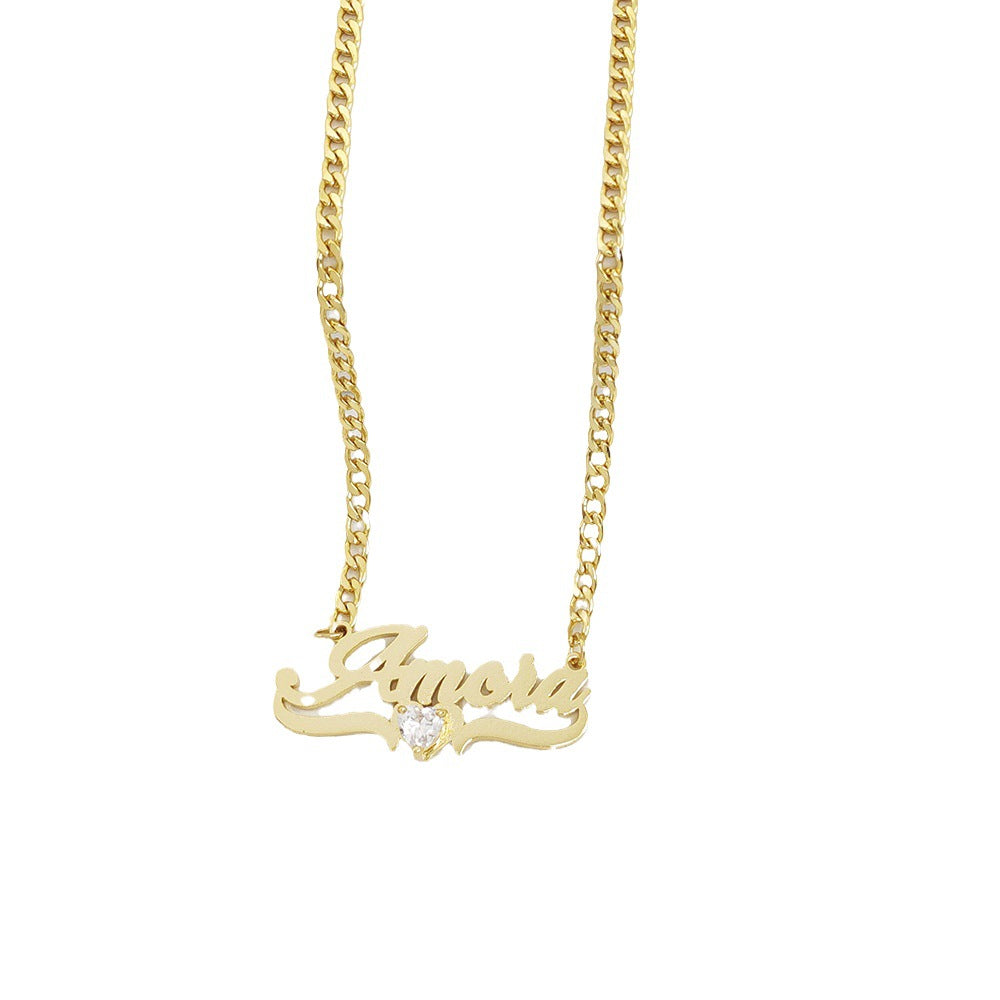Personalized DIY Name Necklace with Heart Birthstone Karis Fashions