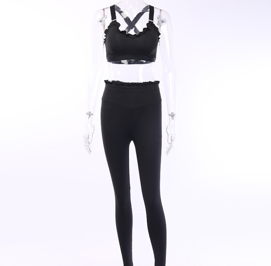 Lace Edge Yoga Set - Activewear Yoga Outfit Karis Fashions