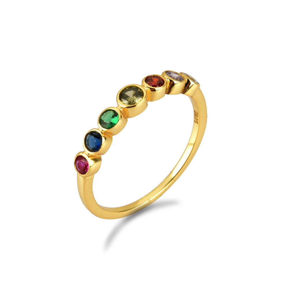 S925 Sterling Silver Rainbow Zircon Ring for Women Karis Fashions
