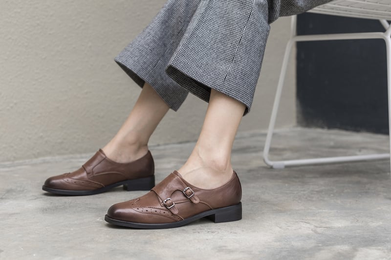 Classic Retro British Brogue Leather Shoes for Women