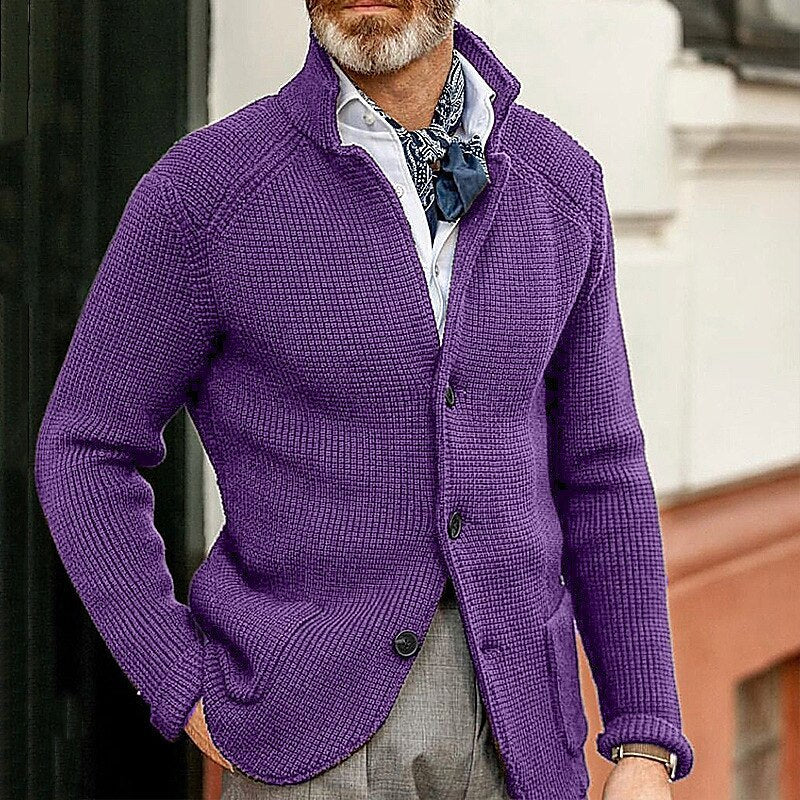 Men's Knitted Jacket with Stand Up Collar Cardigan Karis Fashions