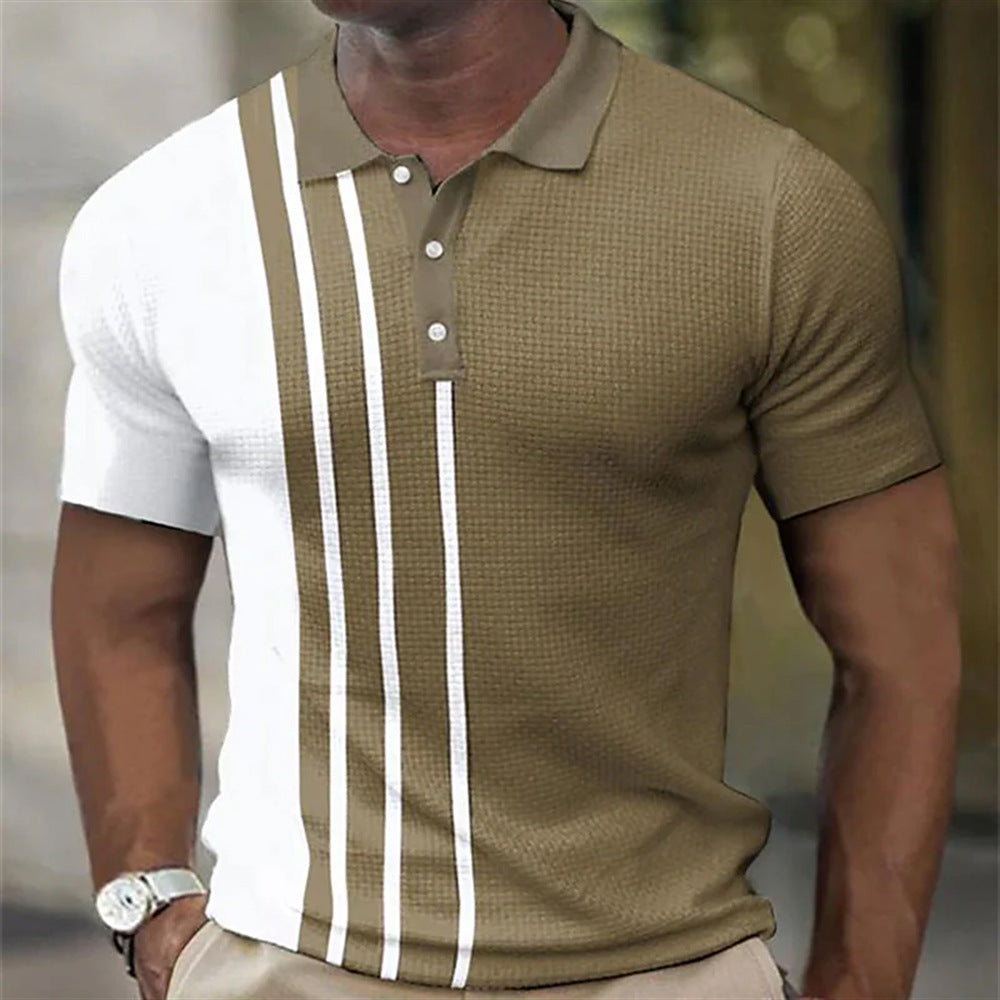 Men's 3D Digital Print Fashion Striped Polo Shirt Karis Fashions