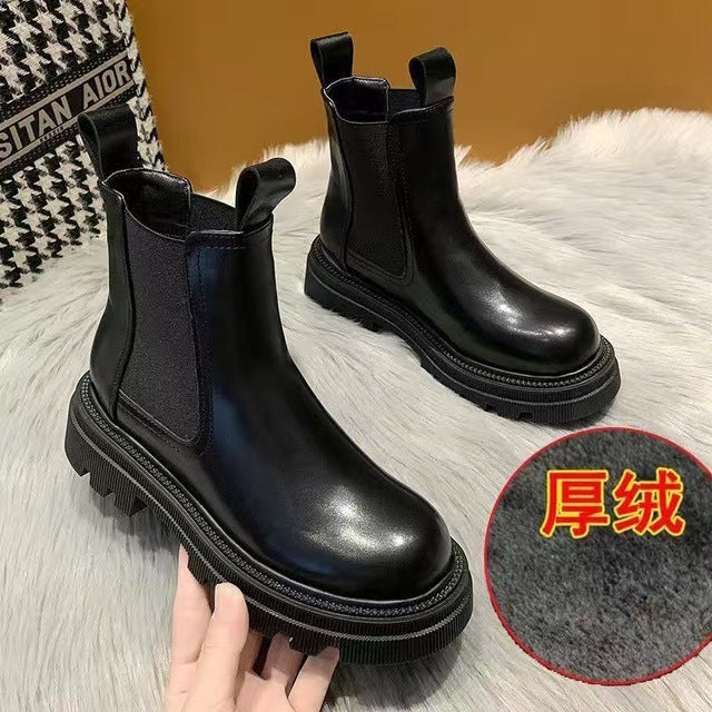 Women's Martin Short Boots - Thick-Soled British Style Karis Fashions